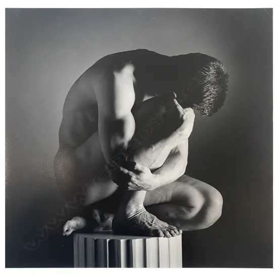 Neil Trubuhovich - Self Portrait, nude on plinth,